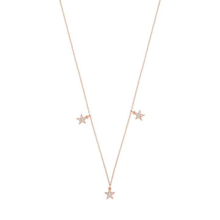 Star 18K Rose Gold Necklace w. Diamonds