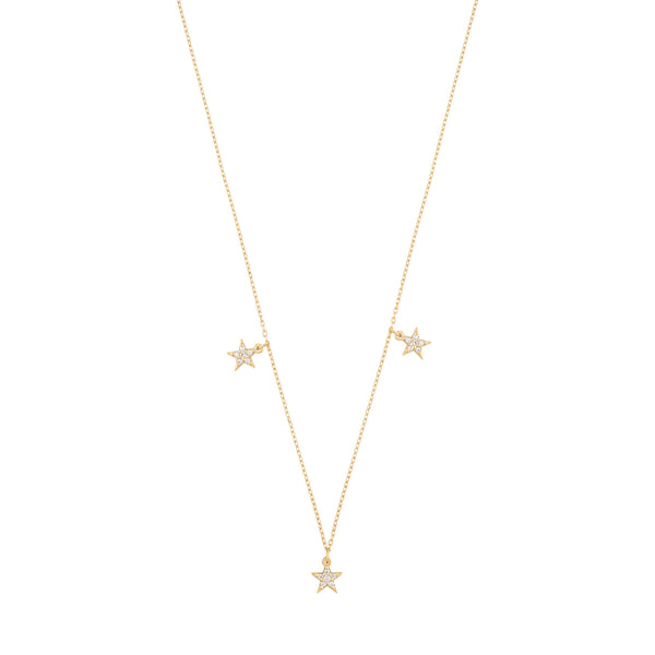 Star 18K Gold Necklace w. Diamonds