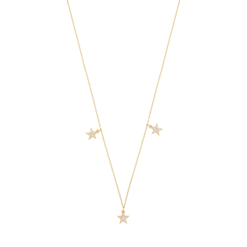 Star 18K Gold Necklace w. Diamonds