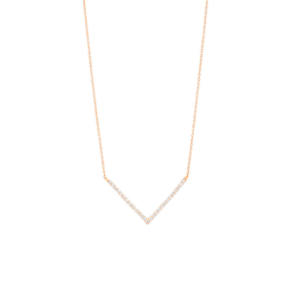 V 18K Rosegold Necklace w. Diamonds