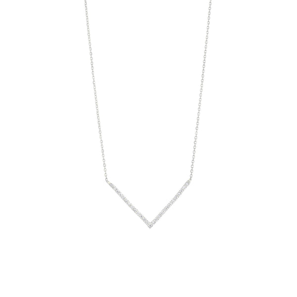 V 18K Whitegold Necklace w. Diamonds