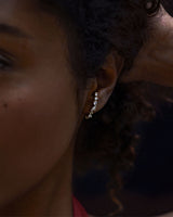 Diamonds Cluster Suspender 14k Gold Earring w. Lab-Grown Diamonds