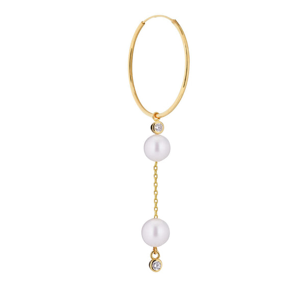 Dionyza Gold Plated Hoop w. Cubic Zirconia & Pearls