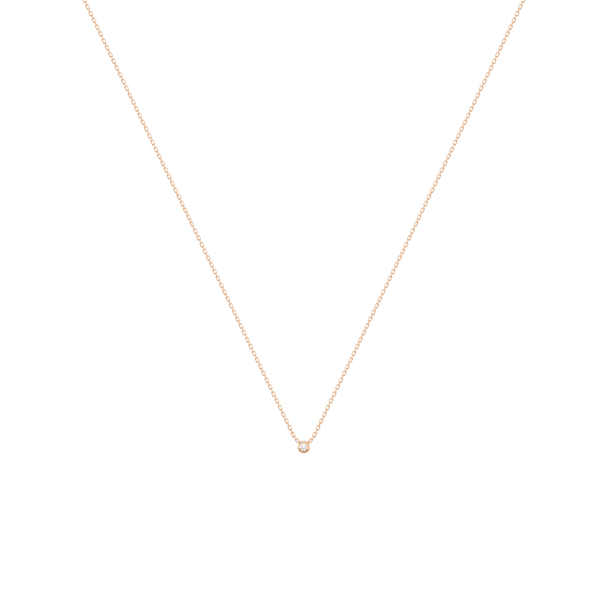 Dot 18K Rose Gold Necklace w. Diamond