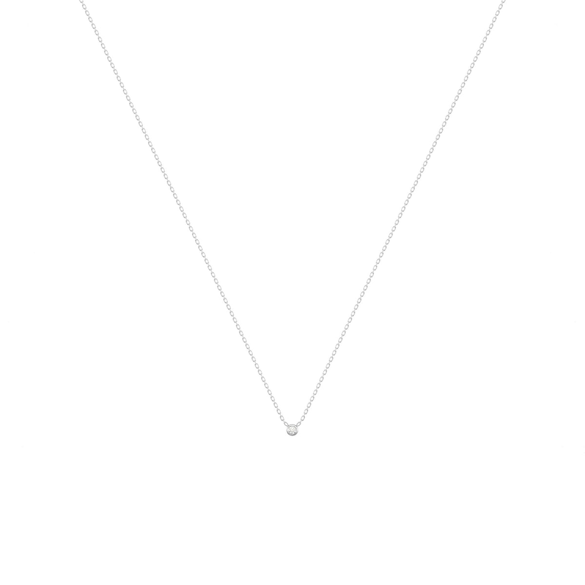 Dot 18K White Gold Necklace w. Diamond