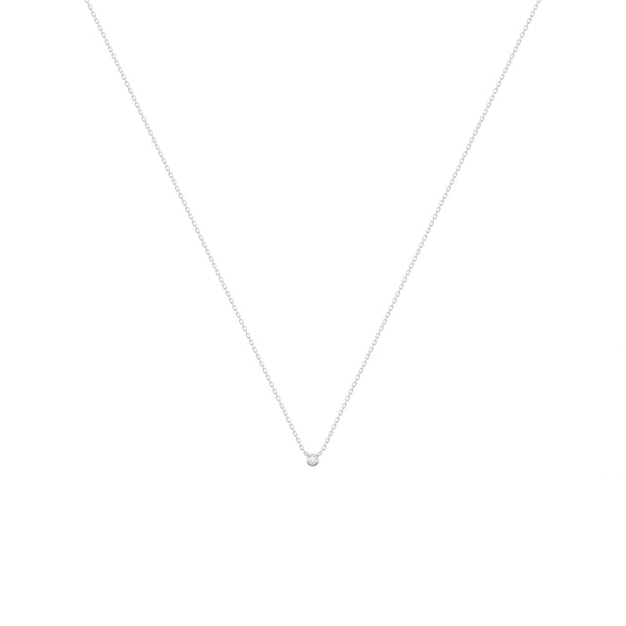 Dot 18K White Gold Necklace w. Diamond