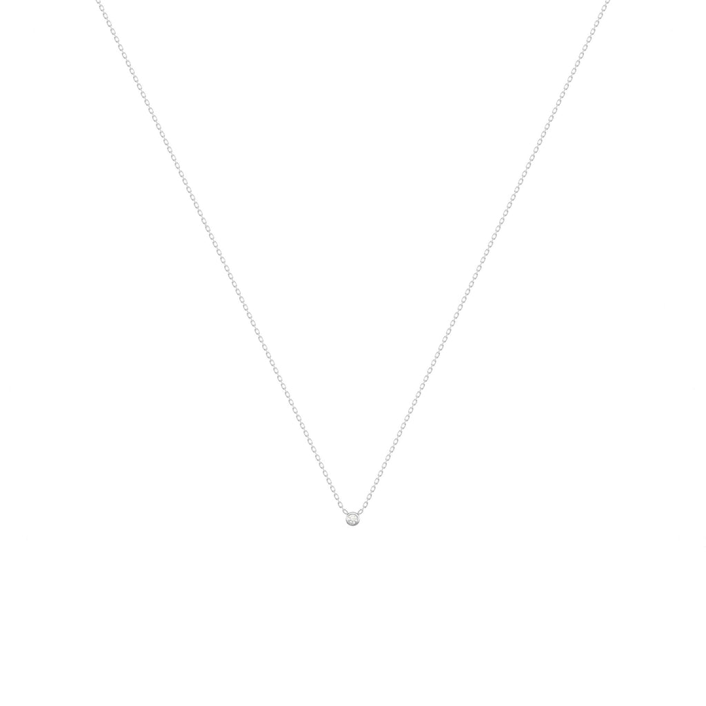 Dot 18K White Gold Necklace w. Diamond