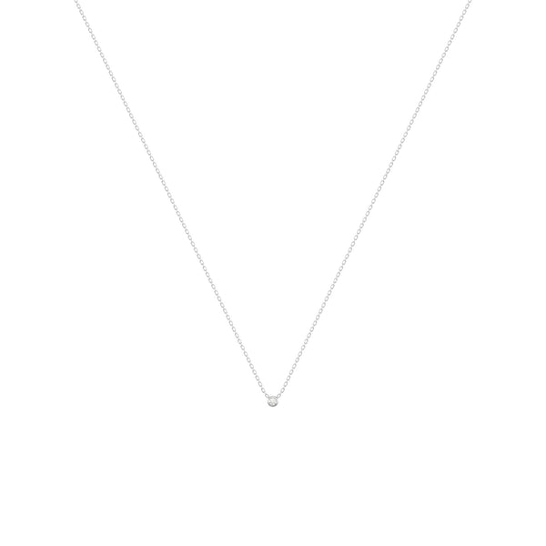 Alexa Fine Jewelry | Dot 18K Hvidguld Halskæde m. Diamant