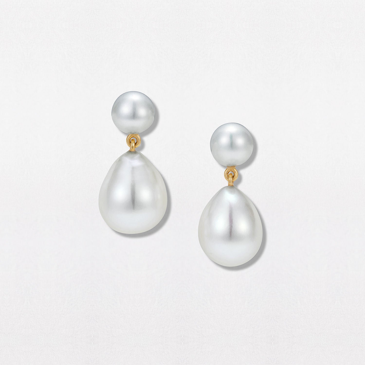 Pearl Double Drop 18K Gold Earrings