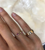 Double Tiaré 18K Gold Ring w. Diamond & Ruby