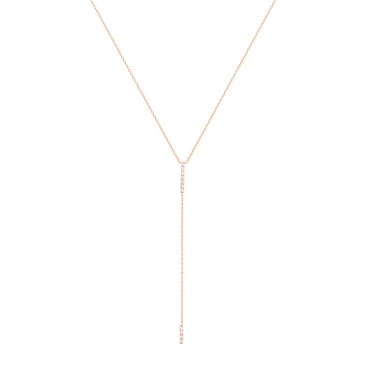 Double Bar 18K Rose Gold Necklace w. Diamonds