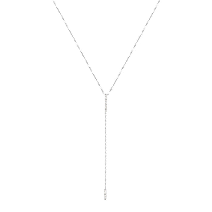 Double Bar 18K White Gold Necklace w. Diamonds