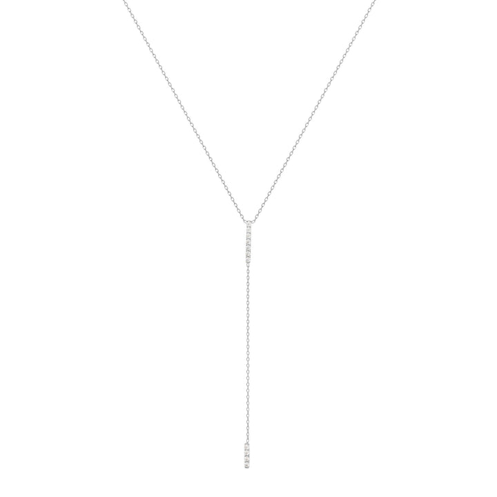 Double Bar 18K White Gold Necklace w. Diamonds