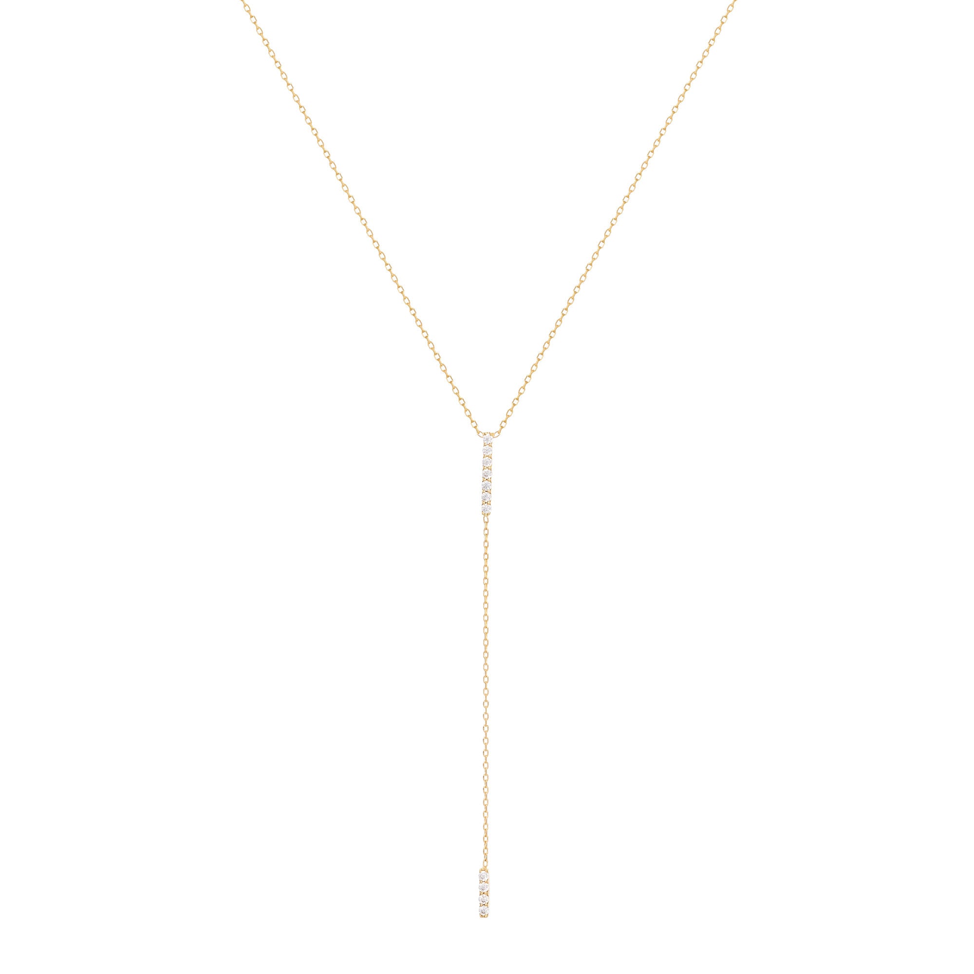 Double Bar 18K Gold Necklace w. Diamonds