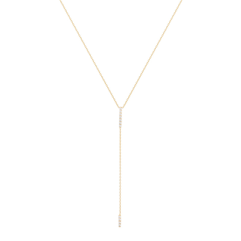 Double Bar 18K Gold Necklace w. Diamonds