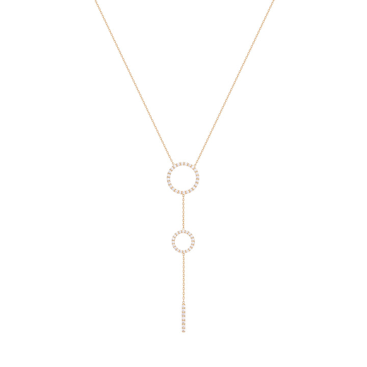 Double Hoops 18K Gold Necklace w. Diamonds