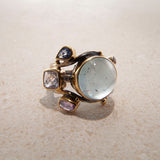 Double Seafire 18K, 22K & 24K Gold & Silver Ring w. Gemstones