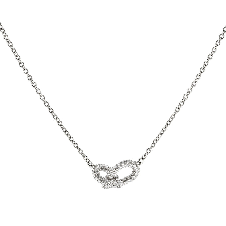 Drop Link Mini 18k Half Pavé Whitegold Necklace w. Diamonds