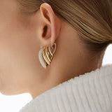 Drop Link Store Pavé (28 mm) 18K Guld Hoops m. Diamanter