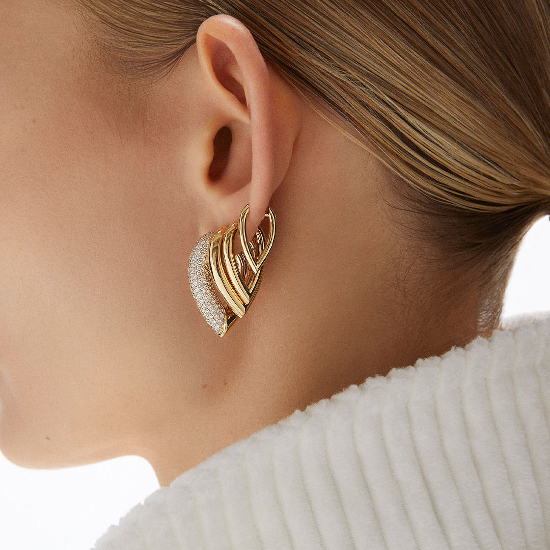 Drop Link Small Plain (21 mm) 18K Gold Hoops