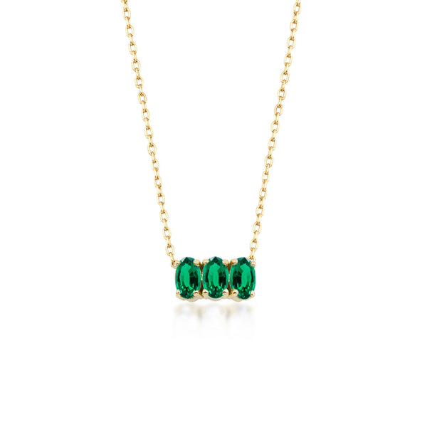 Dumom 18K Gold Necklace w. Emeralds