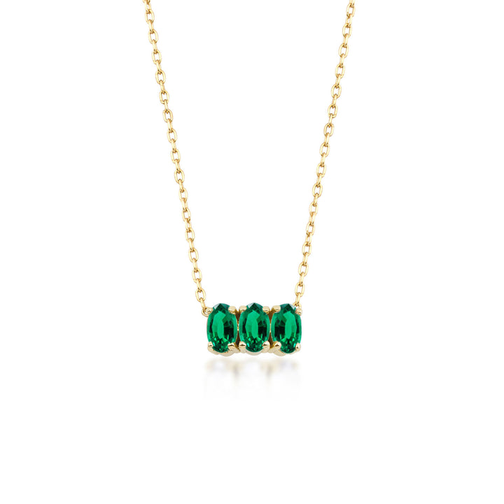 Dumom 18K Gold Necklace w. Emeralds