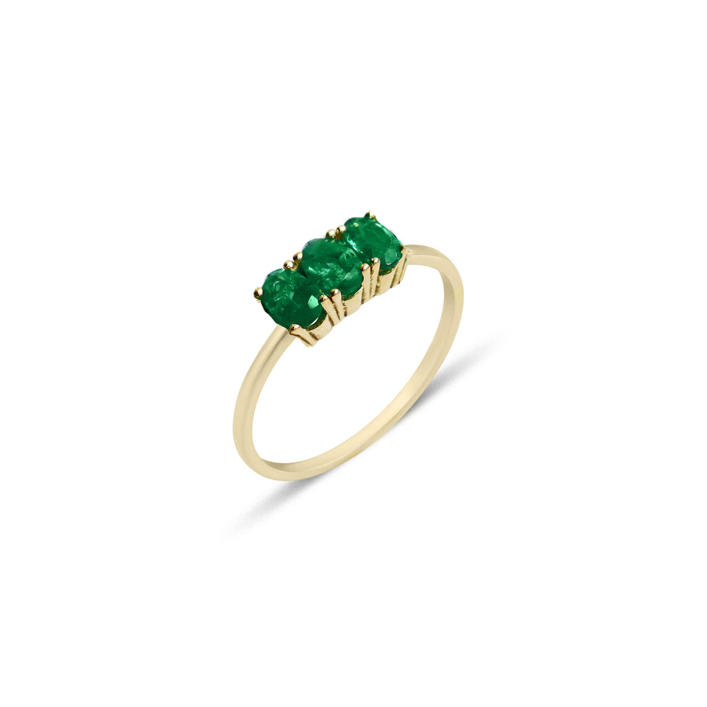 Dumom 3 18K Gold Ring w. Emeralds