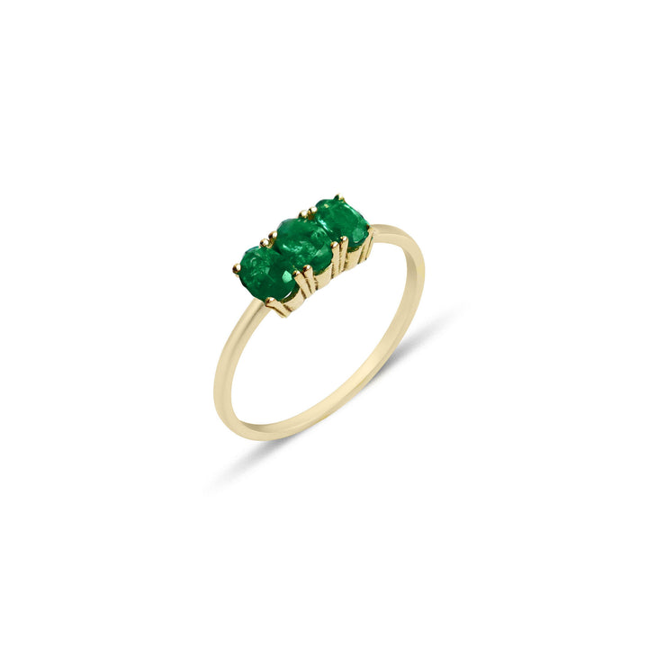 Dumom 3 18K Gold Ring w. Emeralds