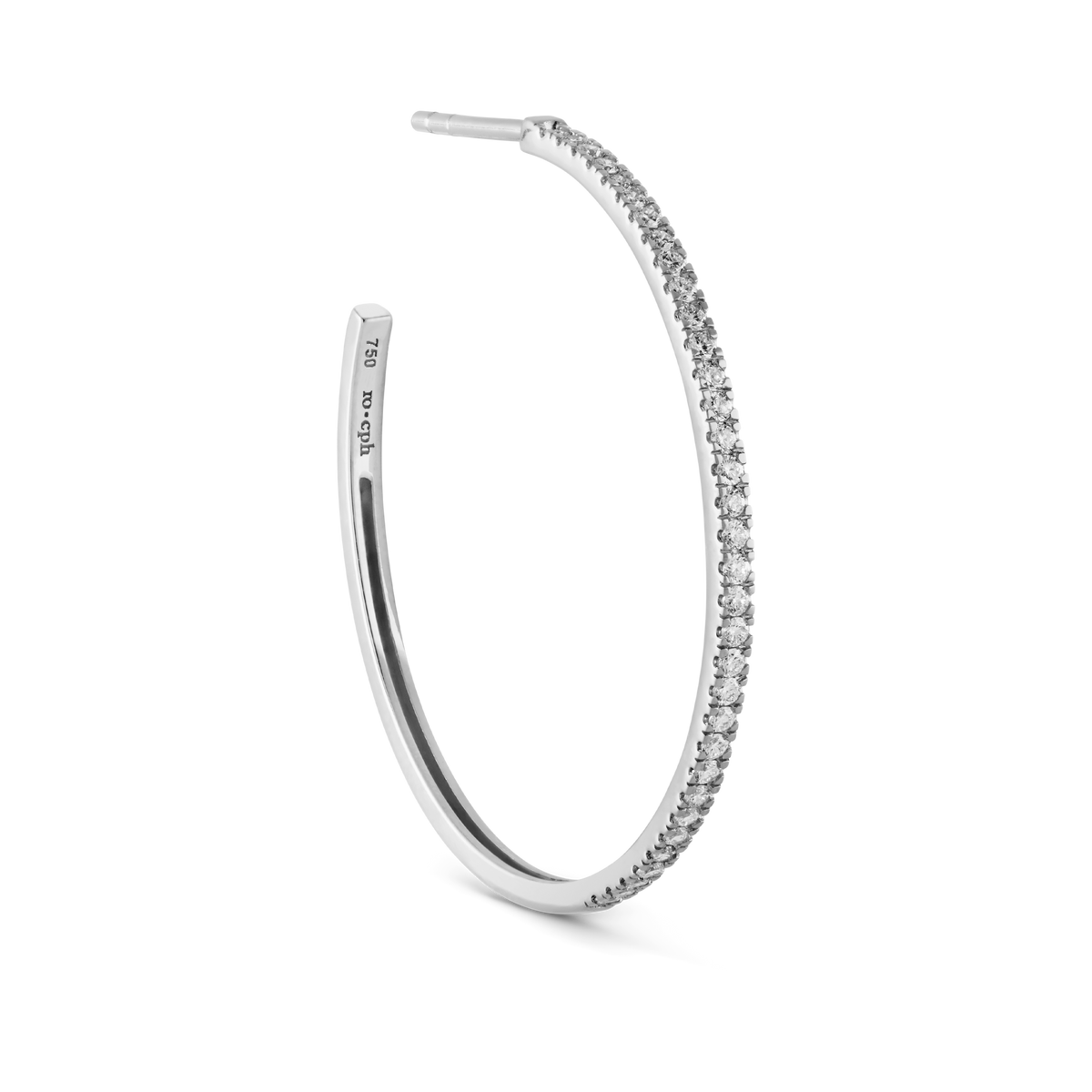 Rock Classic Large 18K Whitegold Hoop w. White Diamonds