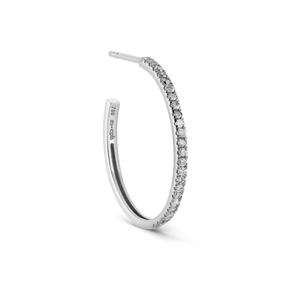 Rock Classic Medium 18K Whitegold Hoop w. Grey Diamonds