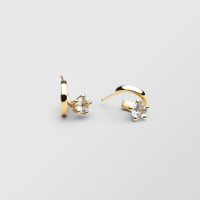Cocktail Creol 18K Gold Hoops w. Crystals