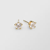 Cocktail 18K Gold Studs w. 5mm Crystals
