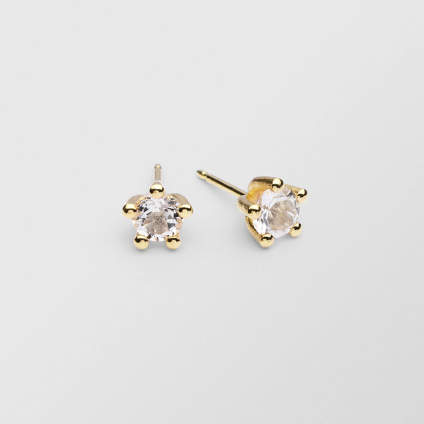 Cocktail 18K Gold Studs w. 5mm Crystals