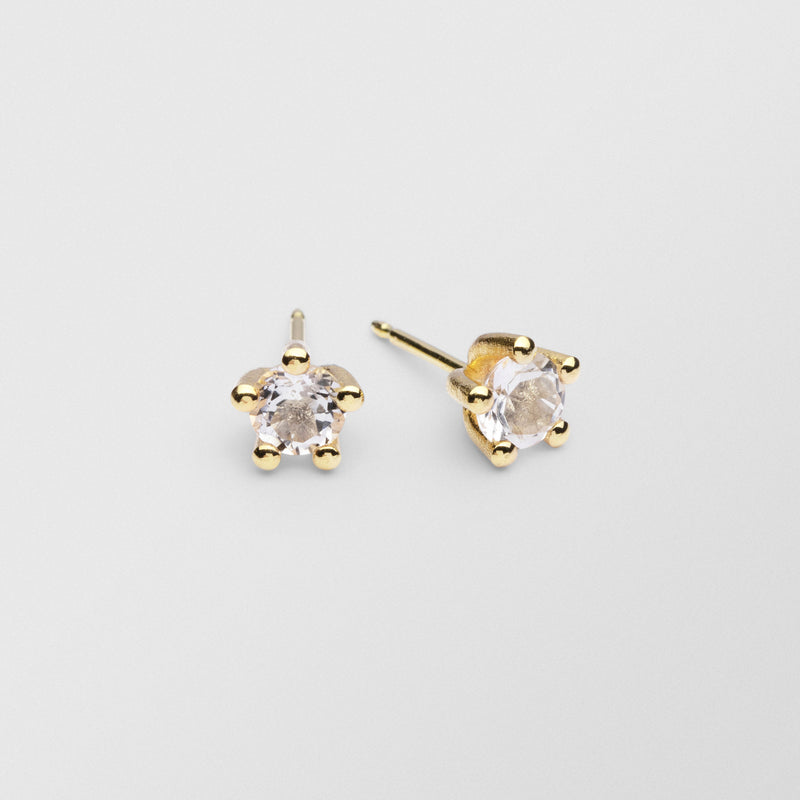 Cocktail 18K Gold Studs w. 5mm Crystals