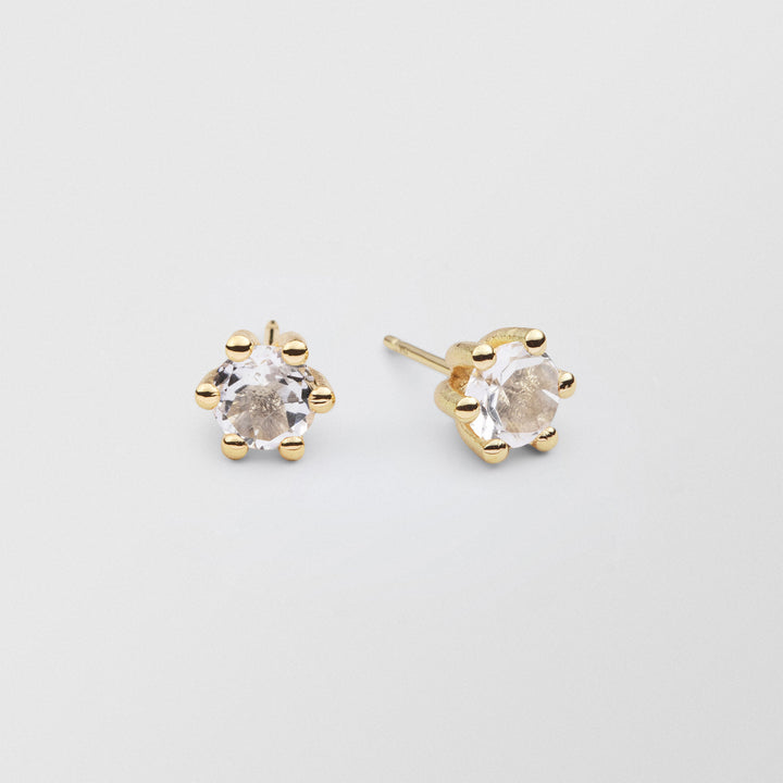 Cocktail 18K Gold Studs w. 6mm Crystals