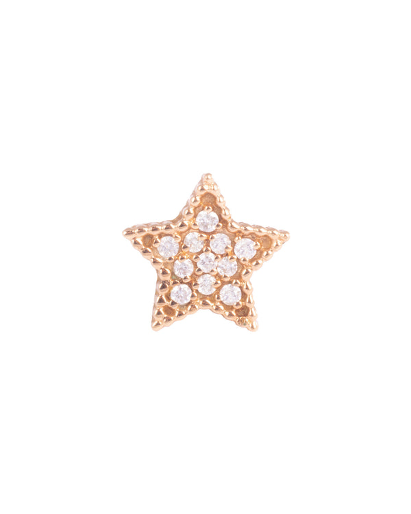Stjerne 18K Guld, Hvidguld eller Rosaguld Ørering m. 11 Diamanter