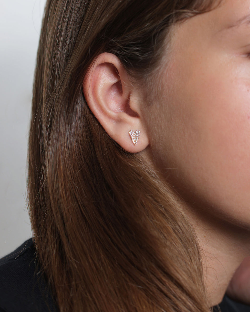 Heart 18K Gold, Whitegold or Rosegold Earring w. Diamonds