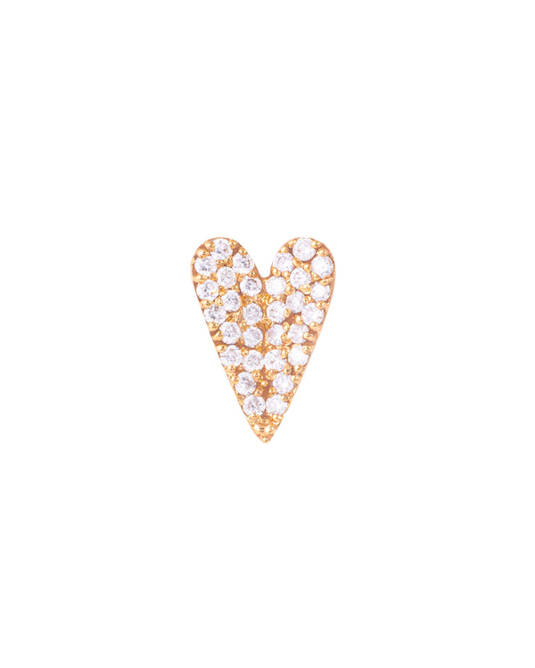 Hjerte 18K Guld, Hvidguld eller Rosaguld Ørering m. Diamanter