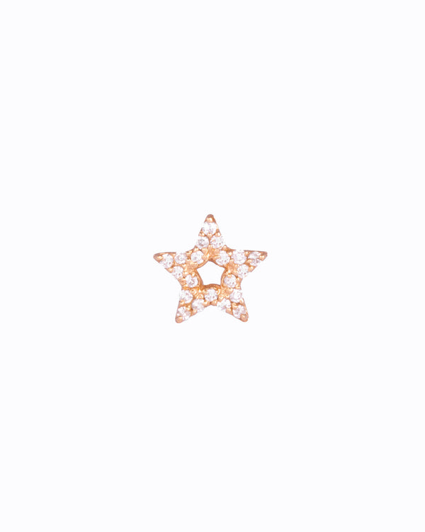 Stjerne 18K Guld, Hvidguld eller Rosaguld Ørestik m. Diamanter