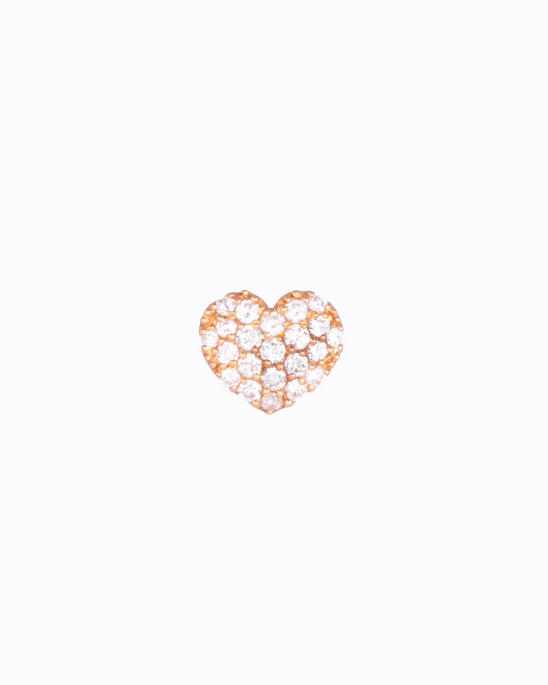 Heart 18K Gold, Whitegold or Rosegold Stud w. Diamonds