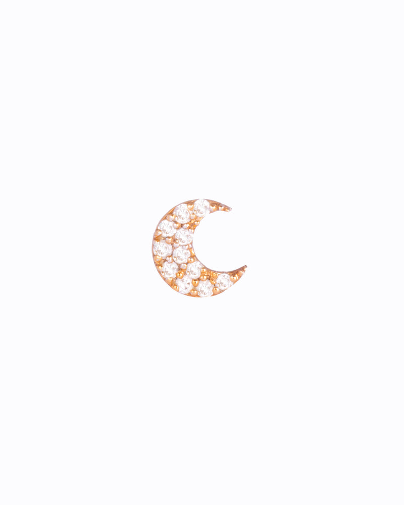 Moon 18K Gold, Whitegold or Rosegold Stud w. Diamonds