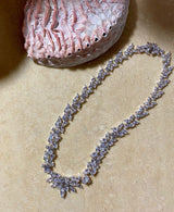 Eden Orchid Statement Silver Plated Brass Necklace w. Zirconia