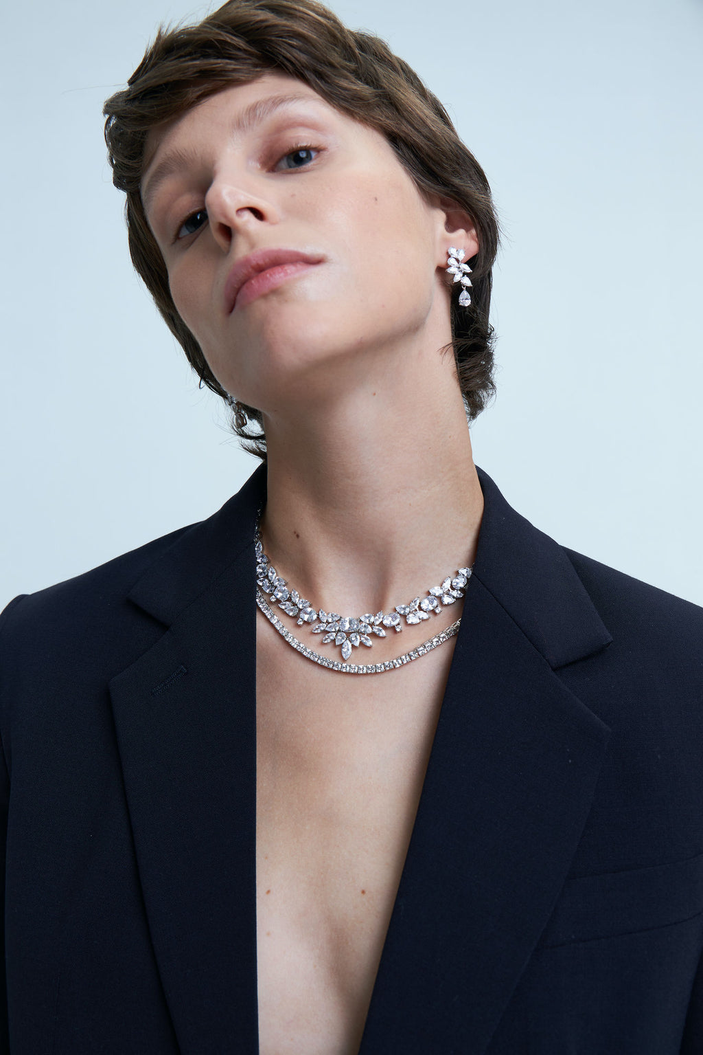 Eden Orchid Statement versilberte Messing-Halskette m. Zirkon