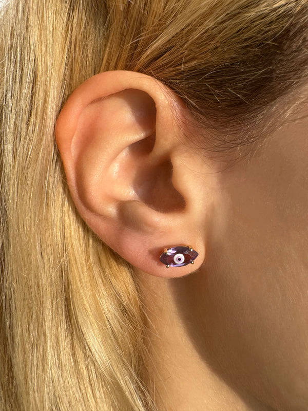 Big Eye 9K Gold Earring w. Amethyst