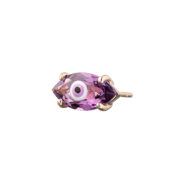 Big Eye 9K Gold Earring w. Amethyst