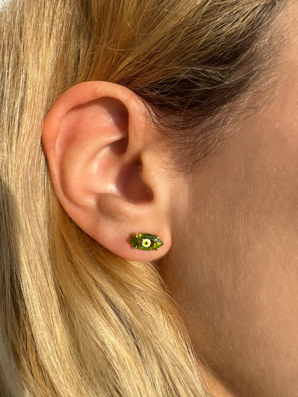 Big Eye 9K Gold Earring w. Peridot