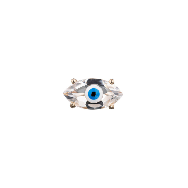 Big Eye 9K Gold Earring w. Topaz