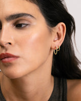 Large 18K Gold Hoops w. Emerald & Diamonds
