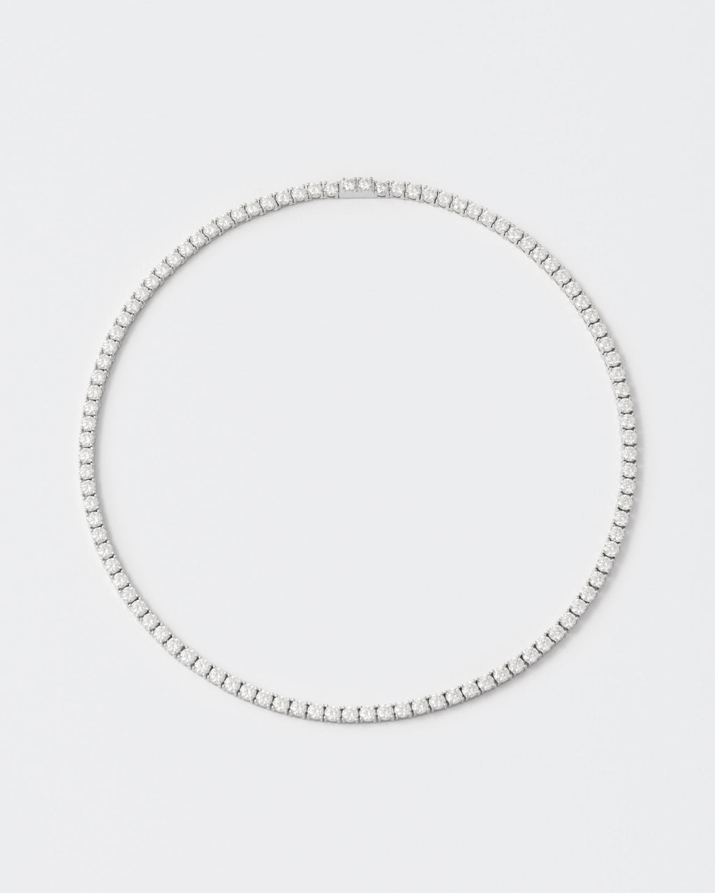 4mm Tennis White Rhodium Plated Necklace w. Moissanites