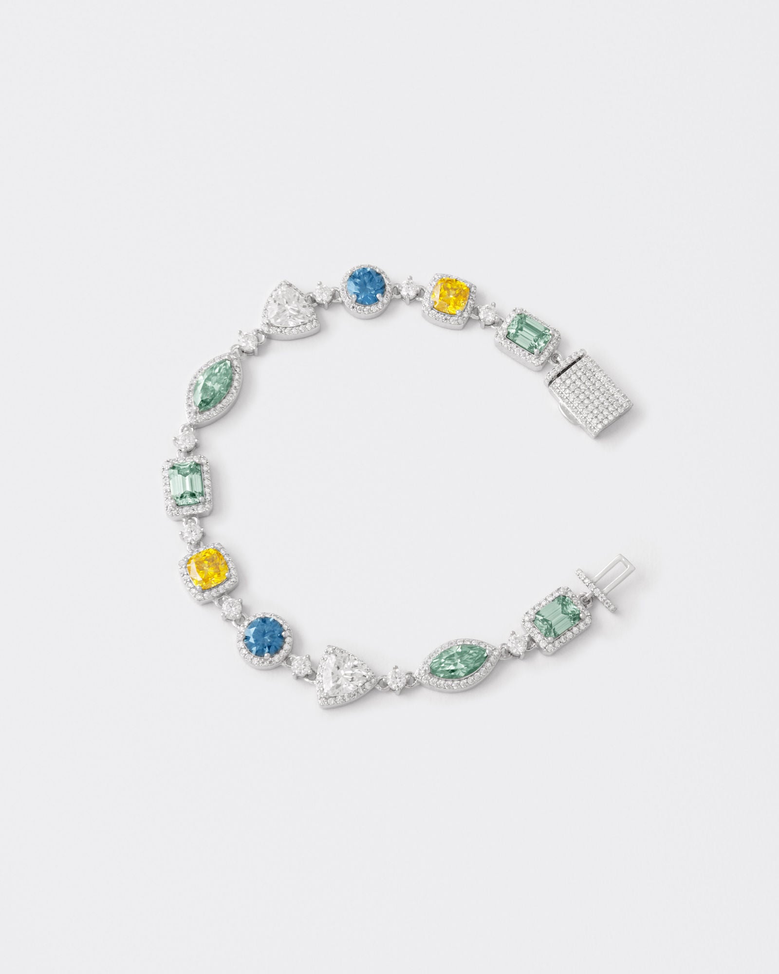Dopamine Rhodium Plated Silver Bracelet w. Moissanites